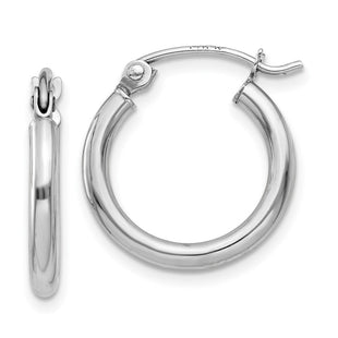 14K White Gold Polished Lightweight Tube Hoop Earrings (Style T829L)