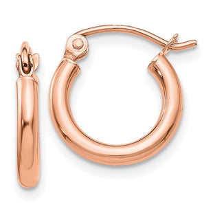 14k Rose Gold Polished Lightweight Tube Hoop Earrings (Style T830RL)