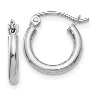 14k White Gold Polished Tube Hoop Earrings (Style T830)