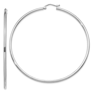14k White Gold Polished Tube Hoop Earrings (Style T836)
