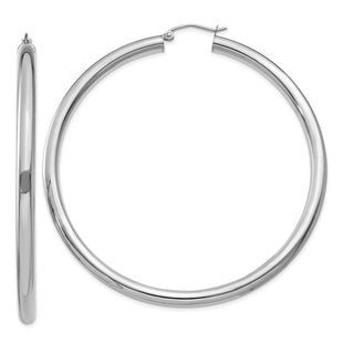 14k White Gold Polished Tube Hoop Earrings (Style T866)