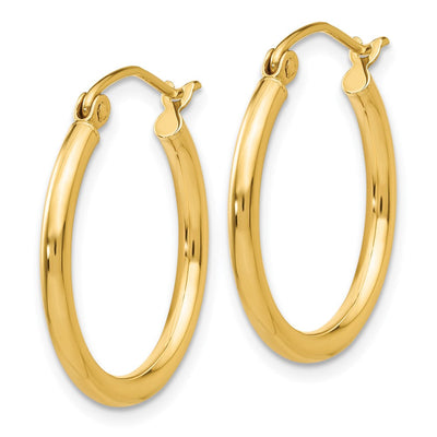 14K Polished Lightweight Tube Hoop Earrings, 20 x 2mm