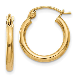 14k Polished Lightweight Tube Hoop Earrings (Style T917L)
