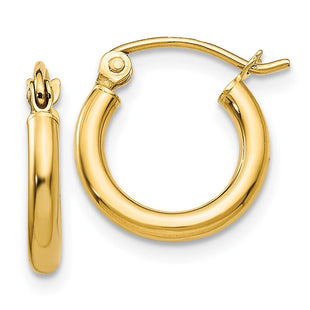 14k Polished Lightweight Tube Hoop Earrings (Style T918L)