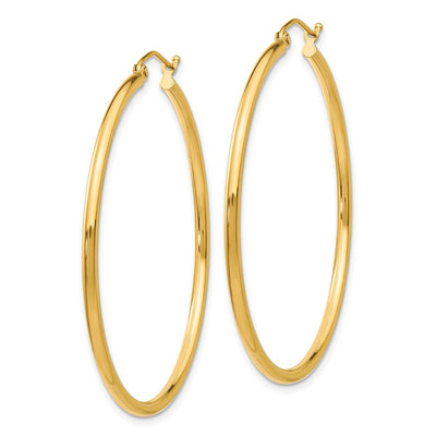14K Polished Lightweight Tube Hoop Earrings, 45 x 2mm
