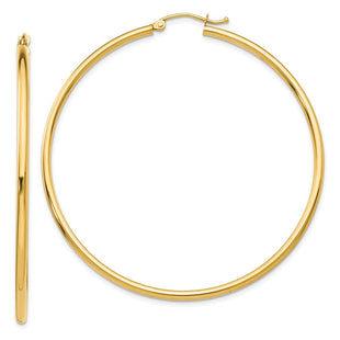 14k Polished Lightweight Tube Hoop Earrings (Style T922L)