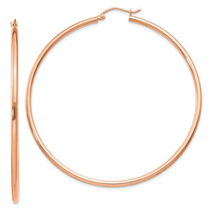 14k Rose Gold Polished Lightweight Tube Hoop Earrings (Style T923RL)