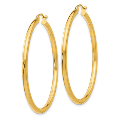 14K Polished Lightweight Tube Hoop Earrings, 45 x 2.5mm