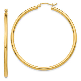 14k Polished Lightweight Tube Hoop Earrings (Style T927L)