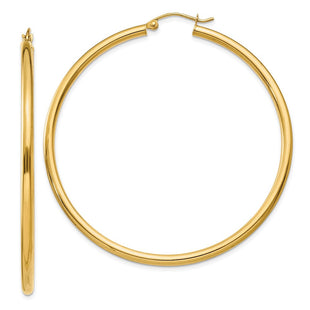 14k Polished Lightweight Tube Hoop Earrings (Style T928L)