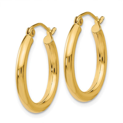 14K Polished Lightweight Tube Hoop Earrings, 20 x 2.5mm