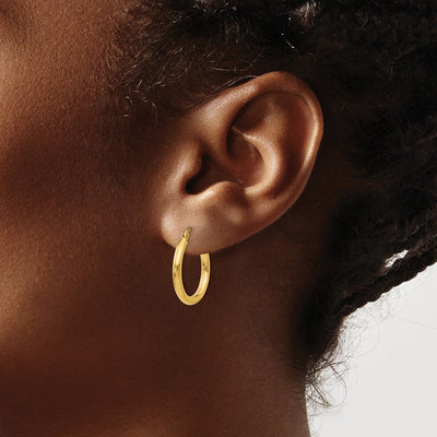 14K Polished Lightweight Tube Hoop Earrings, 20 x 2.5mm