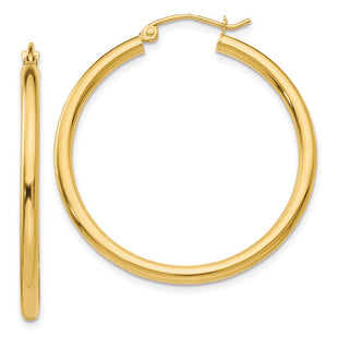 14k Polished Lightweight Tube Hoop Earrings (Style T934L)