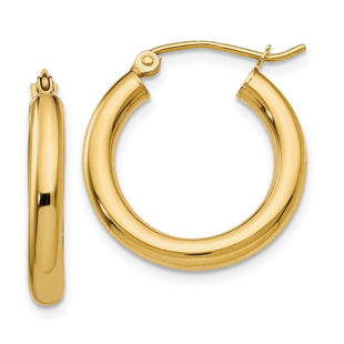 14k Polished Lightweight Tube Hoop Earrings (Style T938L)