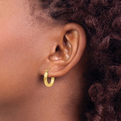14K Polished Lightweight Tube Hoop Earrings, 16 x 3mm