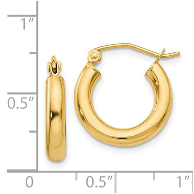 14K Polished Lightweight Tube Hoop Earrings, 16 x 3mm