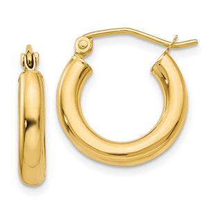 14k Polished Lightweight Tube Hoop Earrings (Style T939L)