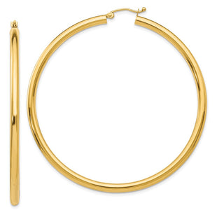 14k Polished Lightweight Tube Hoop Earrings (Style T945L)