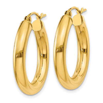 14K Polished Lightweight Tube Hoop Earrings, 25 x 4mm