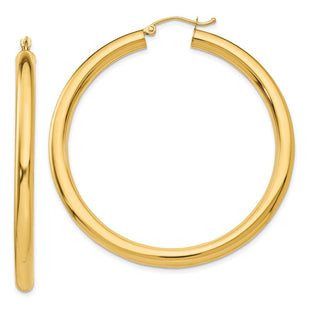 14k Polished Lightweight Tube Hoop Earrings (Style T952L)
