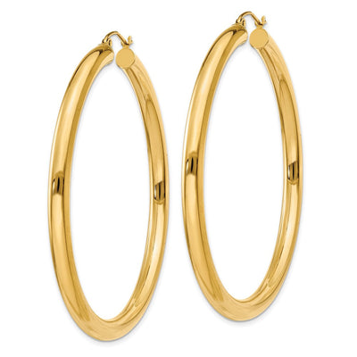 14K Polished Lightweight Tube Hoop Earrings, 55 x 4mm