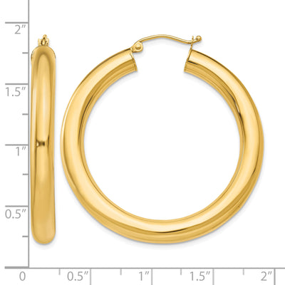 14K Yellow Gold Polished Lightweight Hoop Earrings, 40 x 5mm
