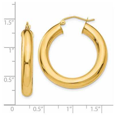 14K Yellow Polished Lightweight Hoop Earrings, 30 x 5mm