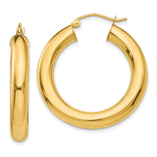 14k Yellow Polished Lightweight Hoop Earrings (Style T958L)