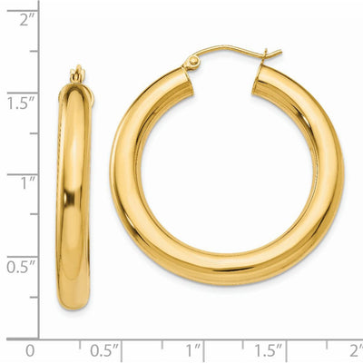 14K Yellow Gold Polished Lightweight Hoop Earrings, 35 x 5mm