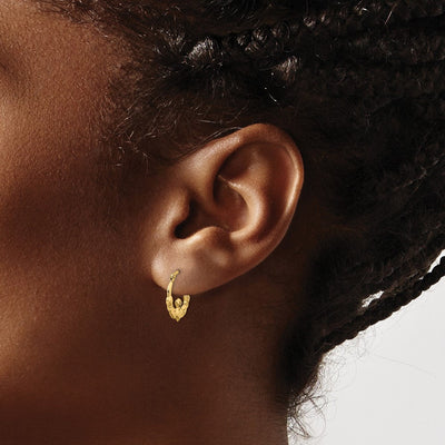 14K Claddagh Hoop Earrings, 17.75 x 3mm