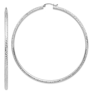 14k White Gold Lightweight Diamond-cut Hoop Earrings (Style TC1014W)