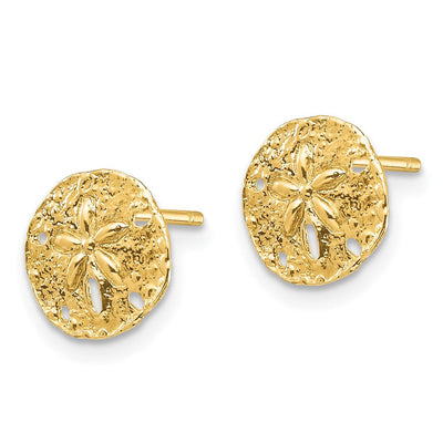 14K Sand Dollar Post Earrings, 8.44 x 8.44mm