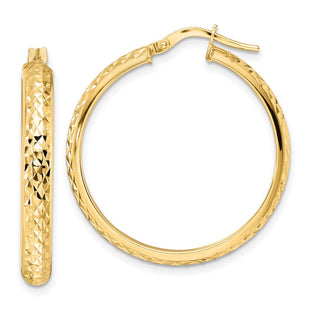 14K Polished Diamond-Cut Hoop Earrings (Style TC1027)