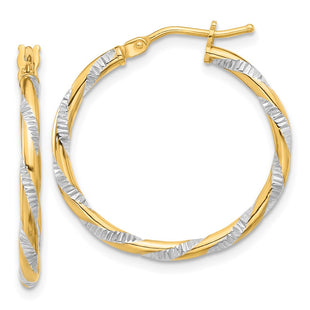 14k Yellow & Rhodium Earrings Style TC1051 - Classique Jewelry Inc.