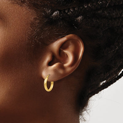 14K Round Tube Hoop Earrings, 12 x 2.75mm