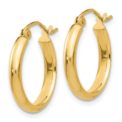 14K Round Tube Hoop Earrings, 17 x 2.75mm