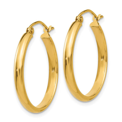 14K Round Tube Hoop Earrings, 22 x 2.75mm