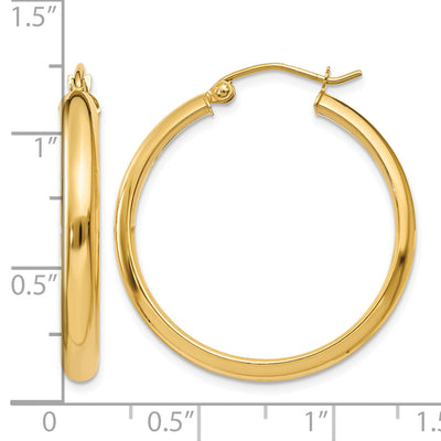 14K Round Tube Hoop Earrings, 26 x 3.75mm