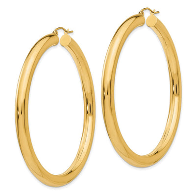 14K Polished Lightweight Hoop Earrings, 60 x 5mm