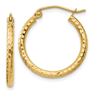 14k Diamond-cut Round Tube Hoop Earrings (Style TC233)