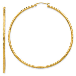 14k Diamond-cut Round Tube Hoop Earrings (Style TC239)