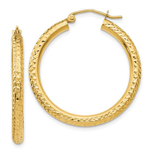 14k Diamond-cut Round Hoop Earrings (Style TC264)