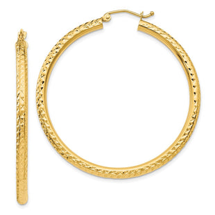 14k Diamond-cut Round Hoop Earrings (Style TC270)