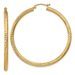 14k Diamond-cut Round Hoop Earrings (Style TC271)