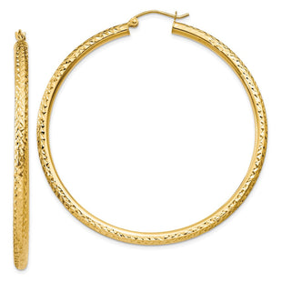 14k Diamond-cut Round Hoop Earrings (Style TC272)