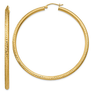 14k Diamond-cut Round Hoop Earrings (Style TC273)