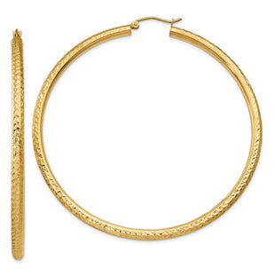 14k Diamond-cut Round Hoop Earrings (Style TC274)