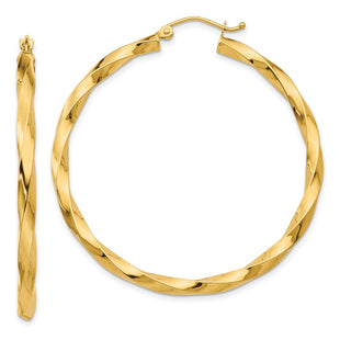 14k Polished Twisted Hoop Earrings (Style TC363)