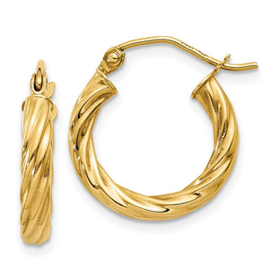 14k Polished Twisted Hoop Earrings (Style TC387)