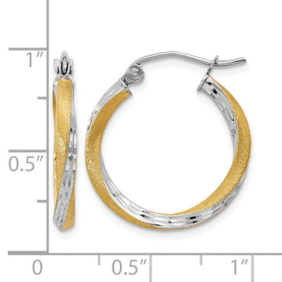 14K & Rhodium Diamond-cut Twisted Hoop Earrings, 20 x 2.5mm